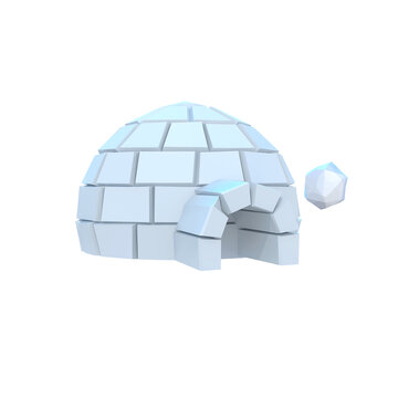 3D low poly igloo isolated on transparent background