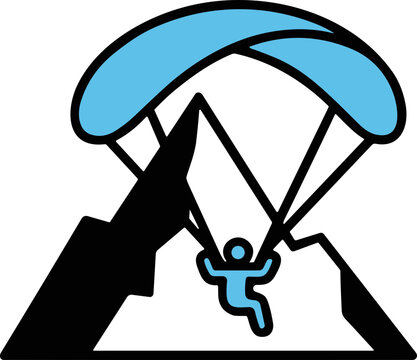 Paragliding Adventure Above Mountains Icon - Extreme Sports and Freedom Concept