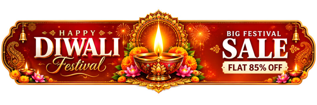 Happy Diwali festival sale banner poster template in illustration.