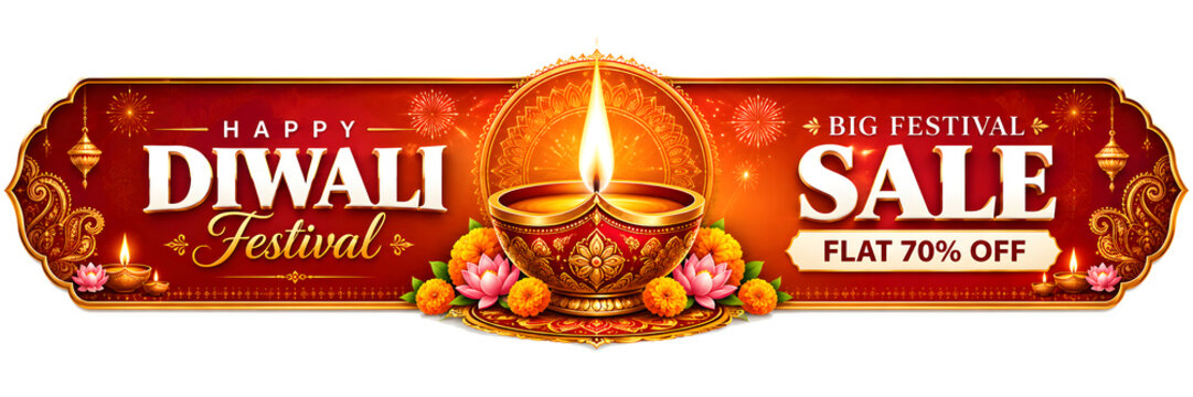 happy Diwali festival sale banner poster template in illustration.