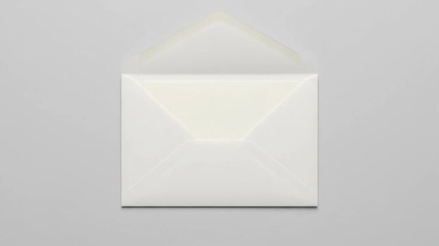 White Paper Envelope Opening to Reveal a Blank Card on a Light Gray Background