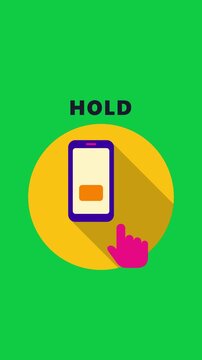 Long press gesture on smartphone screen flat design animation loop