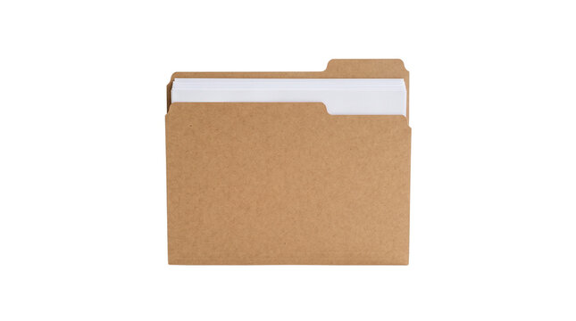 Kraft Paper Manila File Folder with Documents Isolated Cutout Clipart for Office Stationery and Business Archiving