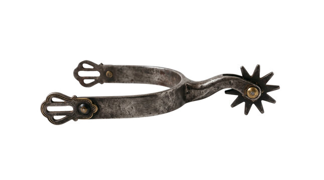 Antique Western Cowboy Boot Spur with Star Rowel Equestrian Gear Cutout Isolated Element Transparent PNG