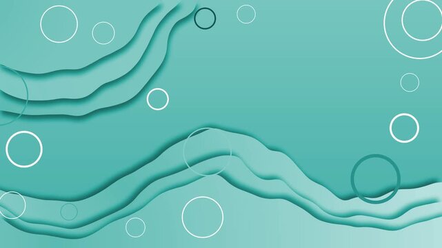 Abstract layered paper background with flowing waves and simple circles animation