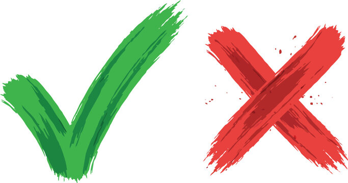 Checkmark icon vector brush design for correct and incorrect choices
