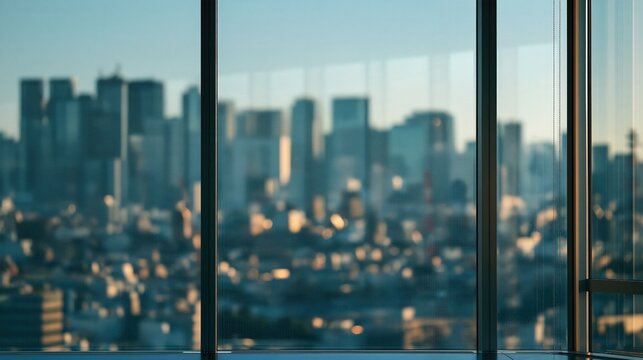 窓ガラス越しの都市の光