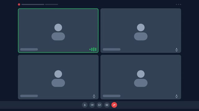 Generic Video Call Interface with Four Participant Avatars and Active Speaker