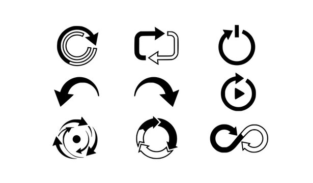 Circular Reload Refresh Undo Redo Replay Restart Button Vector Icons