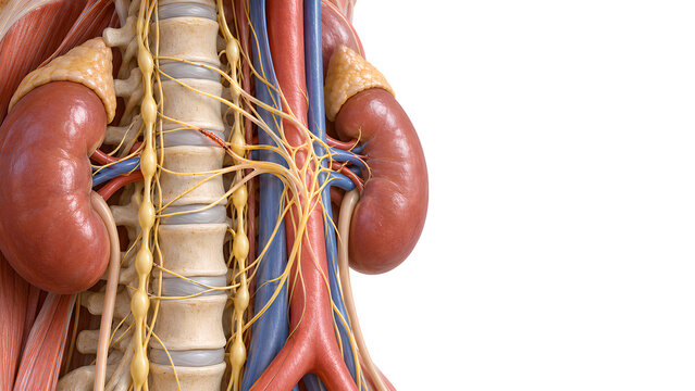 Autonomic Neuropathy of Sympathetic and Parasympathetic Nerves, Photorealistic 3D Anatomy Render Showing a Focal Nerve Lesion with Preserved Structures for Medical Education and Healthcare Design