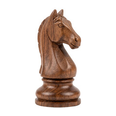 Wooden chess knight piece on a transparent background © OpaDesign
