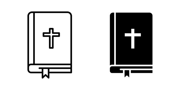 Bible icon with a clean outline and smooth stroke design representing Christian faith and religious scripture.