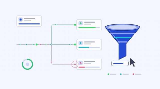Animated prompt injection filtering allow block visualised as a process flow in a modern flat vector style. Smooth looping 4K motion graphic with soft blue and azure colours, floating interface cards 