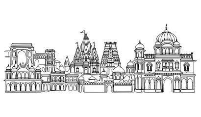 Obraz premium Title: Indian Architecture Historic Cityscape Panorama Vector