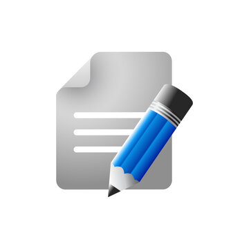 Simple document and pencil icon representing writing, editing, notes, paperwork, education, and digital documentation.