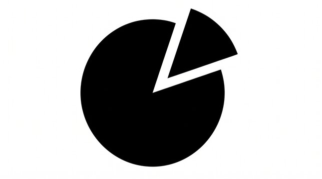 Simple pie chart icon with a single highlighted slice black white business ana