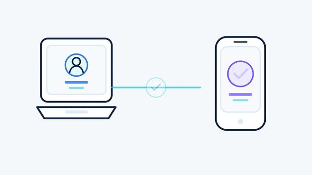 Passkey Authentication Between Laptop and Smartphone Animation