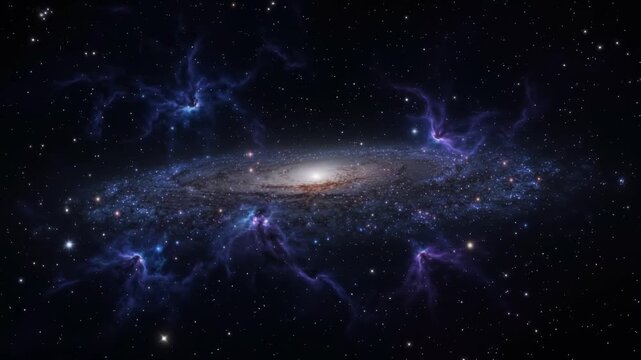 Spiral Galaxy in Deep Space with Glowing Stars, Cosmic Universe and Astronomy Concept