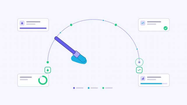 Animated paint brush stroke visualised as a two way exchange in a modern flat vector style. Smooth looping 4K motion graphic with soft teal and turquoise colours, floating interface cards and flowing 