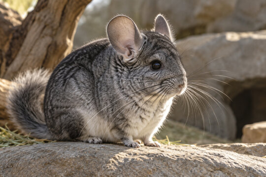 Chinchilla whisker detail in natural side light