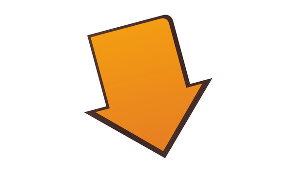Orange Downward Diagonal Arrow PNG Icon Design for Direction Pointer Web UI Business Graphic Element