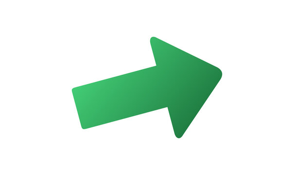 Green Up Right Diagonal Arrow PNG Icon Design for Growth Direction Pointer Web UI Element