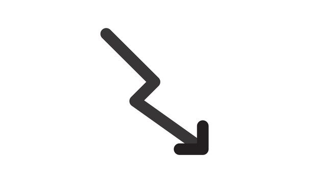 Black Downward Zigzag Arrow Line Chart PNG Icon Design for Financial Loss Business UI Element