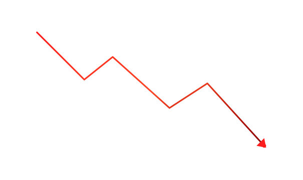 Red Downward Arrow Line Chart PNG Icon Design for Financial Loss Business Fall UI Element