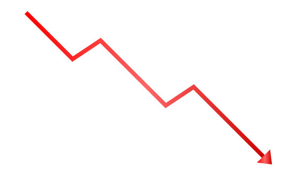 Red Downward Arrow Line Chart PNG Icon Design for Financial Loss Business Fall UI Element