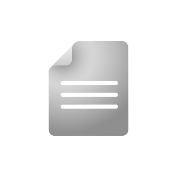 Simple gray document paper icon with text lines, representing files, notes, paperwork, documents, forms, office work, and digital information.