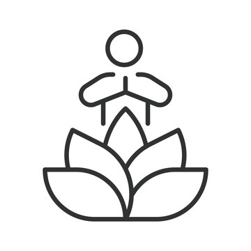 Aromatherapy meditation and holistic approach, icon in line design