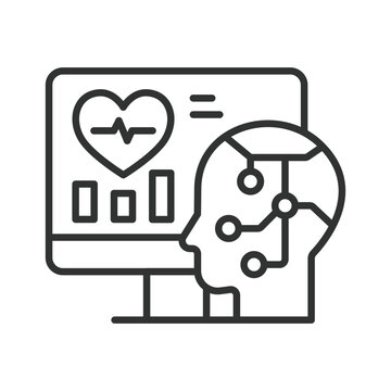 AI healthcare assistant and digital medical support, icon in line design