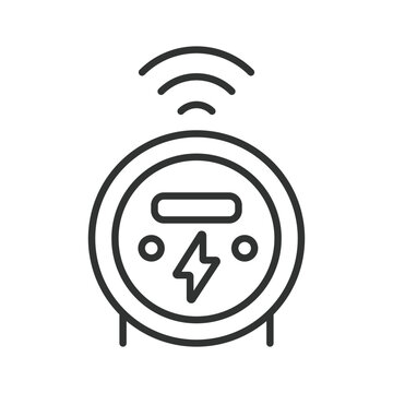 Smart electricity meter for home energy monitoring, icon in line design