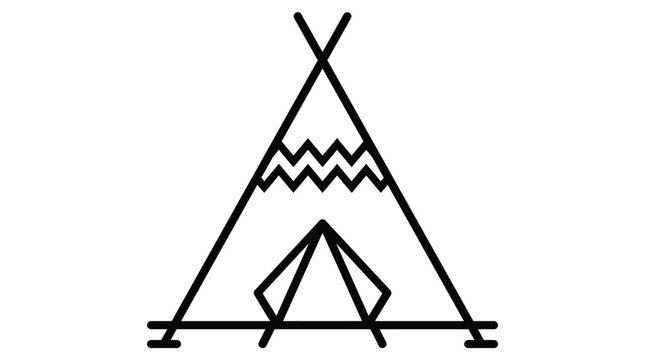 Black line art teepee icon on transparent background