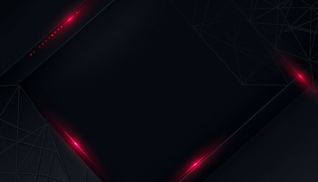 Abstract Dark Futuristic Technology Background with Glowing Red Neon Light and Wireframe Mesh Frame Template