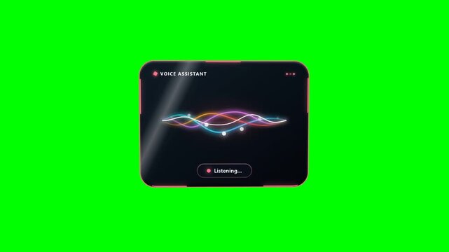 AI Voice Assistant Orb Audio Waveform Card Green Screen