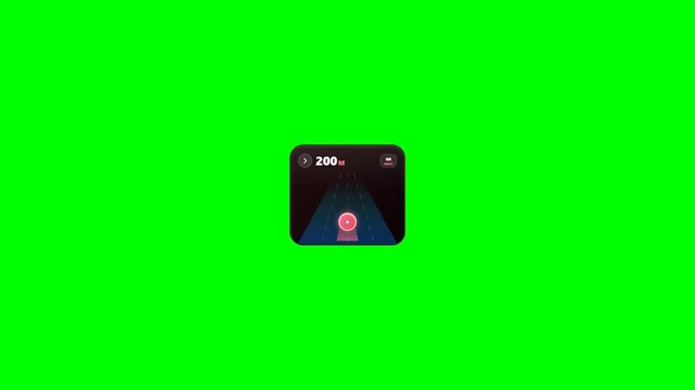 Cyber GPS Navigation Card Road Route Waypoint Green Screen