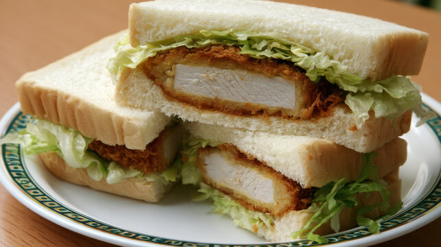 transparent katsu sando in a japanese convenience store setting