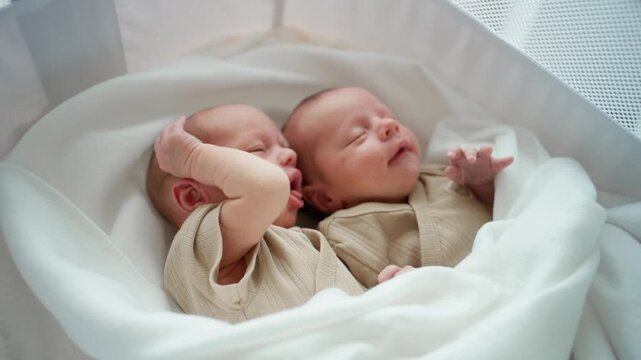 Newborn Twins Not Sleeping And Lying In The Crib