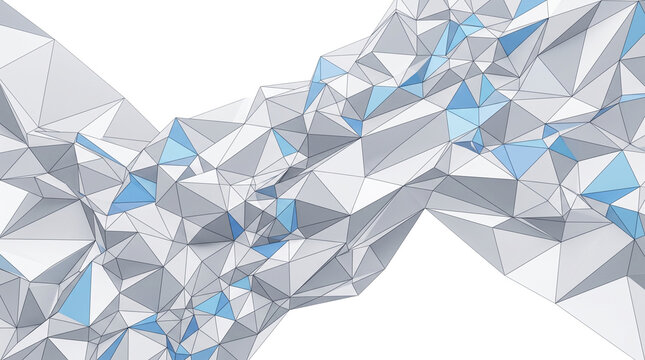 Abstract low poly background, geometric polygonal wireframe mesh pattern, futuristic white and blue technology banner for presentation design