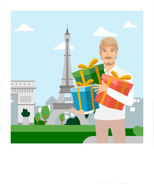Character x Paris x Eifel Tower x Presents