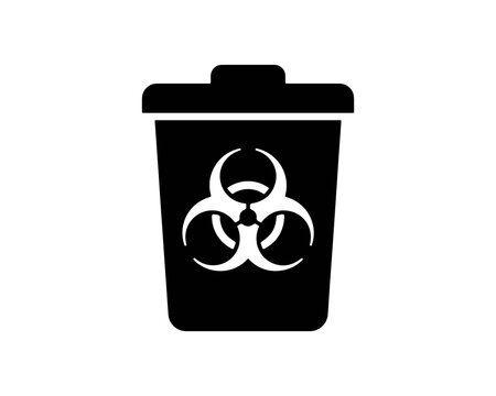 Biohazard waste bin symbol silhouette icon isolated on white background with hazard icon