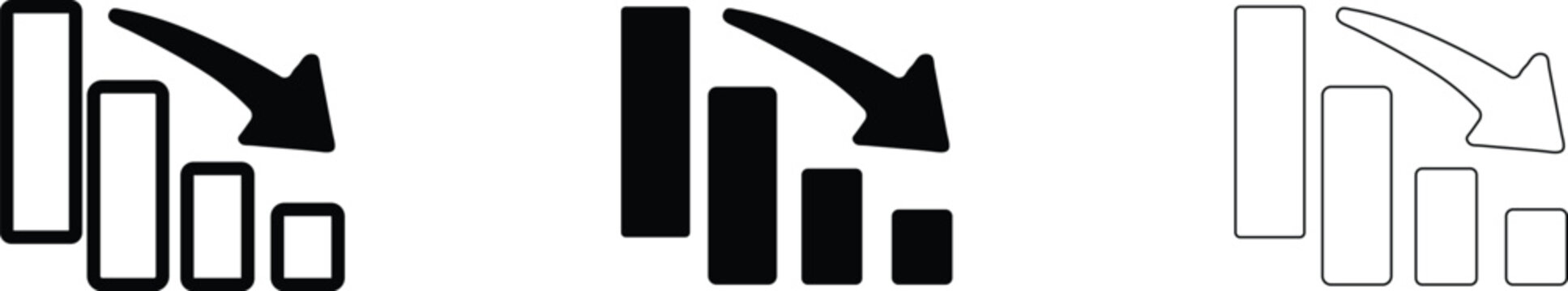 Business Decline and Downward Trend Arrow Icon Set