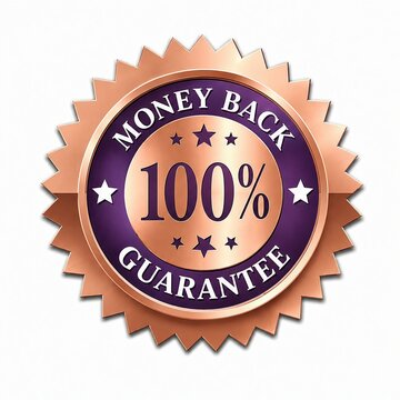 Money back guarantee badge with 100 percent gold star design