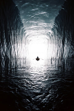 Fantasy style image of a man in the boat