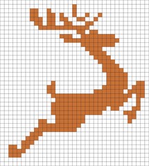 pixel art cross-stitch or bead pattern chart of a leaping reindeer © Parakhat