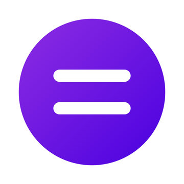 Equal sign symbol white on purple gradient circle icon for mathematics comparison