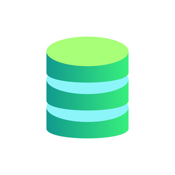 Database icon with green cylinder shape designed for software storage development