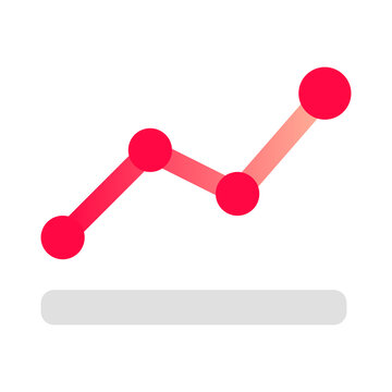Line chart icon with red nodes and trend line for data analysis business reports