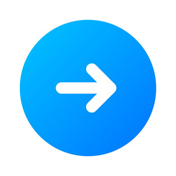 Right arrow icon in blue circle button for navigation and directional user input